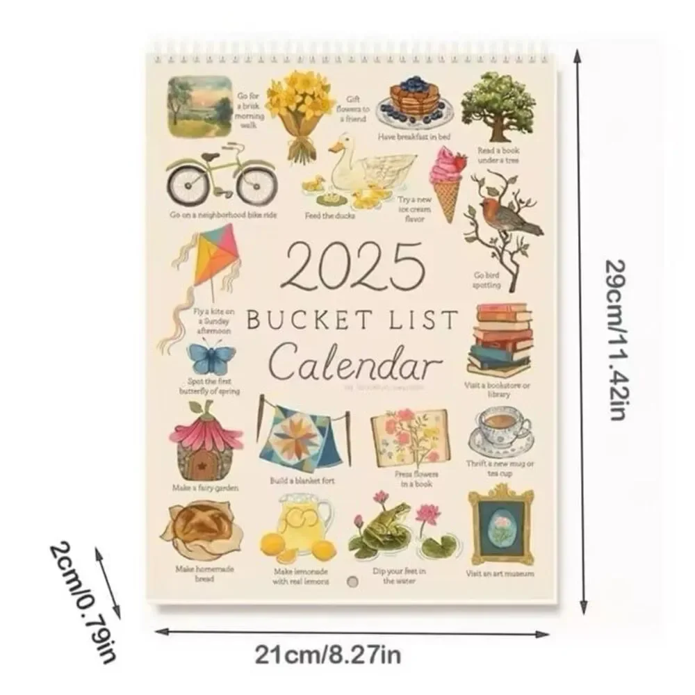 abigail&bleu Bucket List Calendar Large Double Spiral Wire-Binding Wall Calendar